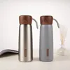 Tumblers à grains de bois 304 doublure en acier inoxydable bouilloire à vide portable couvercle en bois tasse maison extérieure thermos bouteilles d'eau potable Q737