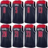 Tryck män kvinnor stad basket kyle kuzma jersey 33 corey kispert 24 daniel gafford 21 delon wright 55 poole 13 tyus jones 5 tjänade klassisk blå röd vit grå svart