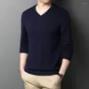 Men's Sweaters 2023 Spring Autumn V-neck Long-sleeved Men Solid Color Fashion Bottoming Shirt 930631-159