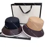 Luxury Leather Patchwork Fisherman Hats Designer Clover Letter Hats Caps Men Women Bucket Hat