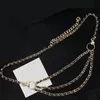 Pendant Necklaces European and American high-quality popular jewelry twist chain black sheepskin belt with half piece pearl multi-layer waist chain