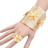 Afrikanische Luxus Manschette Armreif mit Ring Dubai Charme Gold Farbe Armreif Armband Nigeria Hochzeit Schmuck Party Geschenke