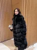 Women's Fur Faux Long Real Coat Women Luxury Blue Jacket Girls Winter Full Sleeves Plus Size Female Thick Black White Jackets 231115