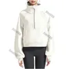 Lululemen Vestes pour femmes 1: 1 Hoodys Plus Velvet Automne et hiver Yoga Sweat à capuche Scuba Épaississement Sports Demi-Zip Designer Pull Lâche Vêtements courts EW4D