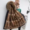 Futro dla kobiet sztuczne płaszcz z norki super duży kołnierz szop szczęki kobiety parka 100 naturalna kurtka gruba ciepła moda odłączona 231114