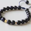 Strang Blauer Sandstein Perlen Vergoldet Hexagon Charm Verstellbares Armband Für Frauen Yoga Chakra Spirituelle Meditation Großhandel