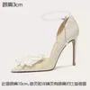 Sandals Spring/Summer Pointed Sheepskin Soft Sole Pearl Sequin With Thin High Heels Banquet Dress Large And Small Women's Shoes