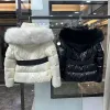 Designer Womens Down Jacket Manteau d'hiver à capuche Badge brodé Collier de fourrure Celac Luxe Zipper Boucle Top Femmes Vêtements chauds d'hiver