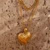 Pendant Necklaces Holiday Vocation Mothers Day Gift Gold Plated Casting Heart Double Layers Necklace Waterproof Stainless Steel Jewelry