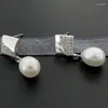 Boucles d'oreilles en argent sterling S925, perle d'eau douce naturelle, diamant géométrique, bijoux d'oreille sauvage pour femmes