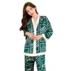 Женская одежда для сна Lisacmvpnel Print Fashion Women Women Pajama Set Ice Silk Silk костюм с длинным рукавом пижама повседневная vneck 230414