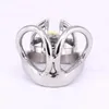 2024 New Chastity Cage Lock with Anti-off Ring Short Stainless Steel Curved Testicle Restraints Male Cockring Devices