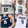 Mich28 Utah State Aggies College Basketball Jersey 32 Trevin Dorius 34 Justin Bean 44 Marco Anthony 52 Kuba Karwowski Femmes Jeunes Cousu sur mesure