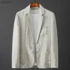 Chaquetas para hombres Abrigo de traje de lino de algodón blanco Primavera Verano Color puro Slim Casual Business Thin Mens Blazer Chaqueta Cómodo TranspirableL231115