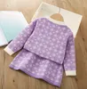 blu bambini abiti firmati ragazza Set di abbigliamento maglione cuore scozzese cardigan Gonna principessa cappotto per bambini Regalo di Natale