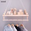 Decoratieve objecten Figurines Noordse houten muurplank met kledingrek kinderen kamer ambacht opberg touw hangende kind slaapkamer woondecoratie 230414