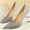 Dress Shoes Sexy Women Pointed Toe French Stiletto 9.5cm High Heels Pumps Pink Gold Wedding Luxury Female Bridal Work