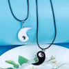 Collares colgantes 1 par de aleación Bagua Tai Chi Yang Collar para pareja de amigos (cadena) Escurridor de platos de acero inoxidable