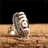 Cluster Rings Vintage Art Personality Opening Ethnic Style Tianzhu Ring S925 Silver Plated Party Jewelry Gift Accessories