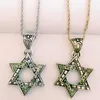 Pendentif Colliers Ewish Judaïsme Collier lumineux Religieux Talisman Amulette Six Branched Star Bijoux Hanukkah Bat Mitzvah Cadeau