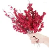 Fiori decorativi 5pc Bacche rosse di Natale Ramo artificiale Ornamento falso Decorazione dell'albero di Natale Ghirlanda fai da te Regalo di anno di nozze 2023