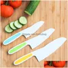 Facas de cozinha 3pcs Crianças infantis Cutter de dente de faca de fruta de fruta de fruta Chef para pão lete para criança cozinha diy ferramenta lx4789 dr dhf5d