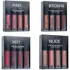 Läppglans flytande läppstift kit Red Nude Brown Pink Edition Mini Liquid Matte Lipstick 4st/Set