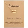 Gold Plated Zodiac Necklace 12 Constellation Necklaces Horoscope Symbol Pendent Necklace with Card Aries ,cancer,libra,virgo Women