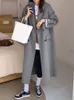 Women Wool Blend Coat Winter Office Office Long Elegant Fashion Faux Jacket Women Simple Sleeve All Match Outwear 231114