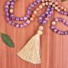 Pendentif Colliers Perles de prière Chakra Mala Collier noué Sunstone Améthystes Boho Bijoux Yoga