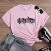 女性のTシャツが大好きな音楽生活韓国服女性メモTシャツ夏のトップスグラフィックティー