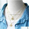 ペンダントネックレスvoleaf blue Evil Eye Necklaces for Women Crystal Gold Gold Pentate