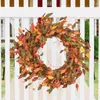 Decorative Flowers Fall Wreaths For Front Door 19.7inches Autumn Decoration Pumpkin Leaf Halloween Party Supplies Harvest Festival