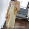 Casual jurken ferentino zijden slip jurk spaghetti riemen contrast print patchwork midi voor vrouw topkwaliteit casual