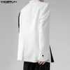 Herrjackor toppar 2023 koreansk stil ny mäns svart vit kontra kostym casual mode draperi design lång släde blazer s-5xll231115