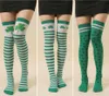 Bas verts irlandais, chaussettes à rayures trèfle, au-dessus des genoux, chaussettes à rayures pour fête de la saint-Patrick, ensemble de chaussettes en soie