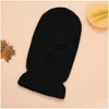 Masques de créateurs Masques de créateurs Acrylique 3 trous Clava Outdoorcycling Fil Fl Masque facial Vélo Ski Bike Ride Winter Cap Hood Army Facemas Dhk1Y