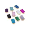 Charms 1st Natural Stone Crystal Cluster Rectangular Connector Pendant DIY Men's and Women's Charm Necklace 13x25mm