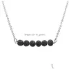 Anhänger Halsketten 5 Stile Natürliche schwarze Lavastein Halskette Silber Farbe Aromatherapie Ätherisches Öl Diffusor für Frauen Jewelr Dhgarden Dhppw