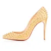 Femmes de luxe talons hauts robe chaussures de créateurs baskets avec boîte triple noir nu rose blanc strass daim bureau carrière fête mariage