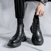 Buty Casual Kids Black Stylowe, stylowe oryginalne skórzane buty kowboj platforma but sprężyna jesień motocykl botas hombre zapatos