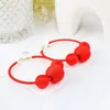 Hoop Earrings Retro Women Big Circle European And American Jewelry Elegant Yellow Round Weave Female Summer Ear