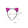 Headbands 12 Pcs Sequin Cat Ears Headband Shiny Ear Hair Hoops Cute Bling Kitty Hairband Accessories For Girls Women D Drop Delivery J Dhnwc