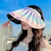 Breite Krempe Hüte Sonne Frauen Farbverlauf Shell Cap Faltbare große Strandhut leere Top Visiere Stirnband Haarschmuck