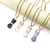 Pendant Necklaces Natural Stone Necklace Rose Quartz/Amethyst Irregular For Women Birthday Gift Chain 60 CM