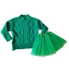 Girl's Dresses 3-15 years Ireland St Patrick's Day Girl Sweater Tutu Dress Spring Green Sweater Princess Party Costumes Clothing Baby Girls 231115