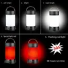 Kamp Fener Manyetik Taşınabilir Beyaz Kırmızı Kamp Fener 5 Seviye Parlaklık Asma Çadır USB Şarj Edilebilir Acil Durum El Feneri+18650 Pil Q231116