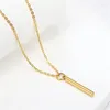 Anhänger Halsketten Einfaches Ins Metall glatte zylindrische Halskette Goldfarbe Klavikel Edelstahl Mode Frauenschmuck