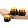 15g 30g 50g Amber Brown Cream Cosmetic Jars Face Cream Oblique Glass Jar Packaging Bottle With Plastic Lid