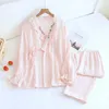 home clothing Fresh Color White/Pink Pajamas For Women New Neck Long Sleeve Trousers Suit Spring Autumn Home Clothing Casual Sleepwear Set R231115